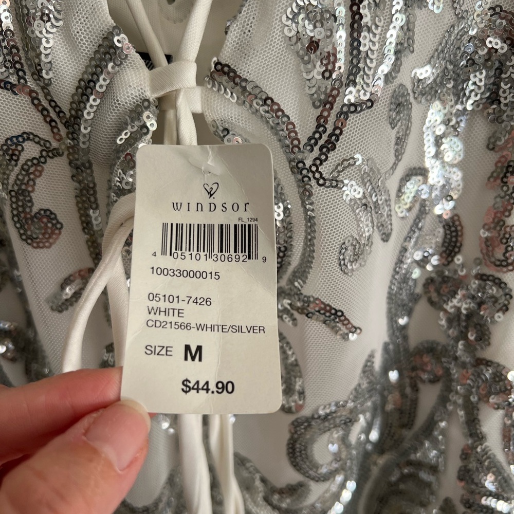 Windsor Silver Sequin Strappy Dress - Picture 3 of 5